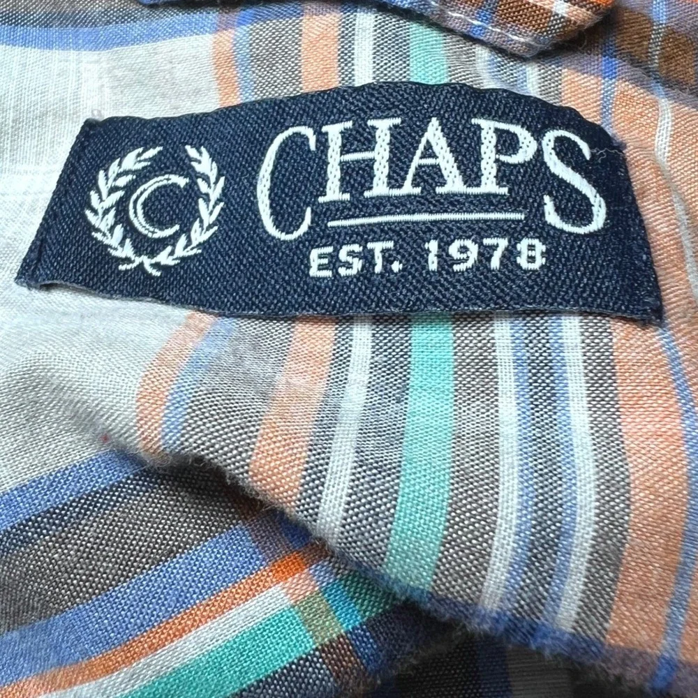 Chaps Mens Size Medum Custom Fit Shirt Plaid Long Sleeve Business Casual Preppy
